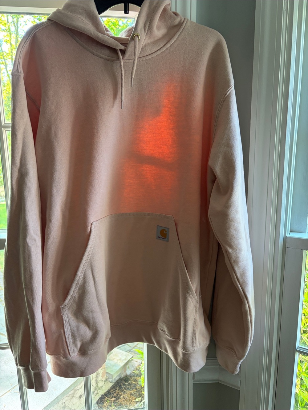 Carhartt Hooded Pullover in Soft Pink- loose oversized fit